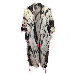Katydid Tie Dye Kimono Tassel Cover Up Boho Open Front layering beach resortwear